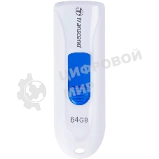 Флешка USB Transcend JetFlash 790 (TS64GJF790W), 64Gb, USB 3.0, R/W 70/25, белый/синий