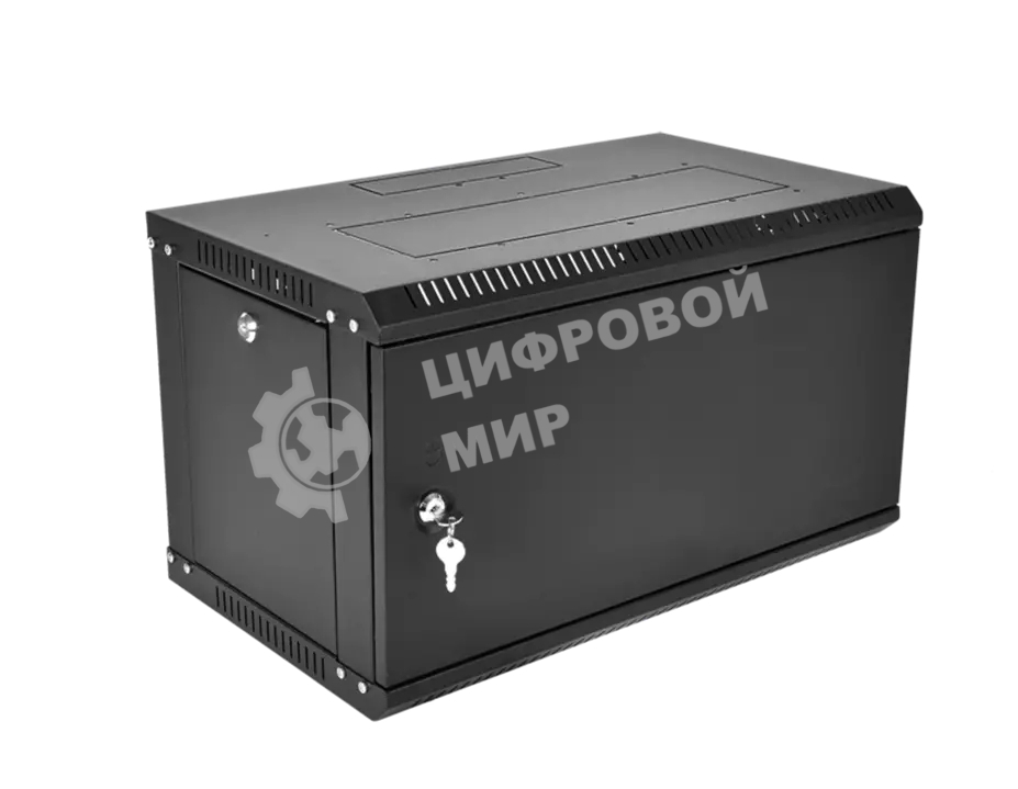 Шкаф телекоммуникационный настенный разборный ЦМО ЭКОНОМ 6U (600 x 350) дверь металл, черный (ШРН-Э-6.350.1-9005)