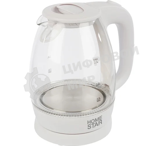 Чайник электрический Homestar HS-1012 1.7 л, стекло, белый (003566)