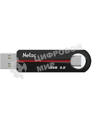 Флешка USB Netac US18 (NT03US18C-032G-32BK), 32Gb, USB3.2/TypeC, R/W 200/100, черный/красный