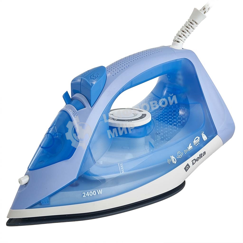 Утюг DELTA DL-154 голубой, 2400 Вт, 30 г/мин, 150 г/мин, 260 мл