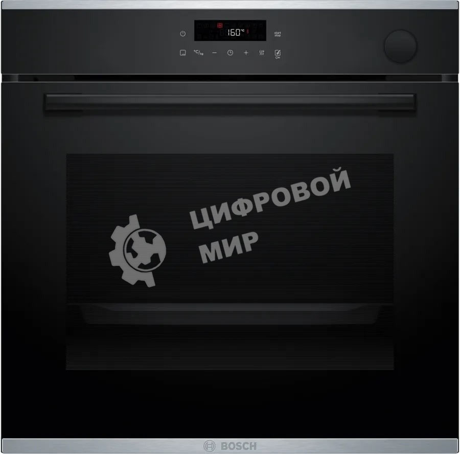 Встраиваемый духовой шкаф Bosch HRG232EB3 Serie 4 с добавлением пара Bosch, Auto Pilot 15, объем 71 л, 8 режимов нагрева, 3D Hotair, Soft move door,телескопические направляющие 1уровень,гидролиз+каталитическая очистка задней стенки,сенсорное управление,черный+профиль из нержавеющей стали