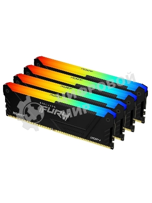 Оперативная память Kingston Fury Beast, DDR4, 32GB (4x8GB), 3600MHz, CL17, DIMM, с радиаторами, RGB, черный