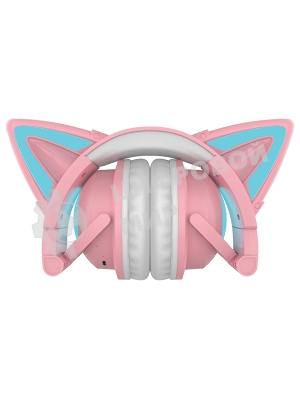 Беспроводные/проводные наушники Party Cat mini BT 0051 розово-голубой, накладные, Bluetooth + проводной, кошачьи ушки, до 10 ч