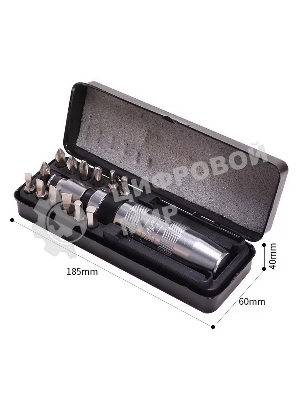 Ударно-поворотная отвертка с набором бит 13 шт Deli DL8901 (PH1, PH2x2, PH3, PH4, SL5, SL6, SL8, SL9, H4, H5, H6, H8), Cr-V, пласт. кейс