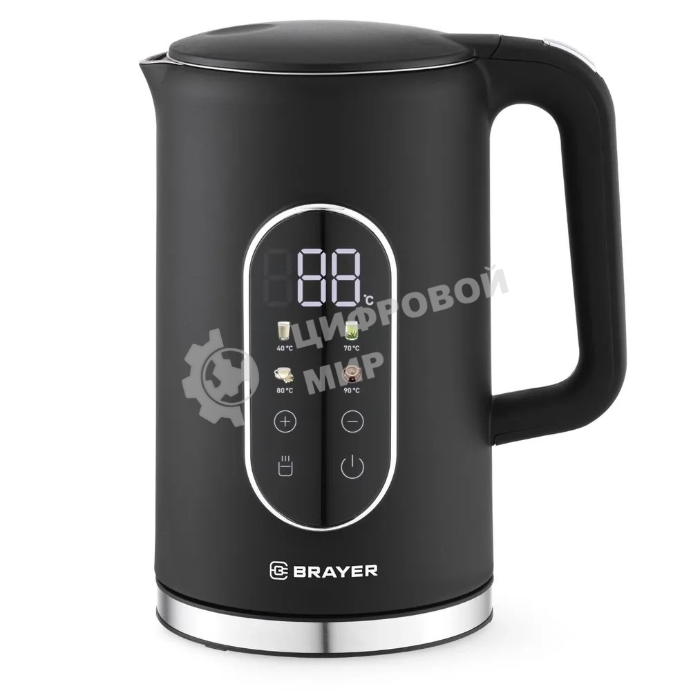 Чайник электрический BRAYER BR6107BK, черный, 1.7 л, 2200 Вт
