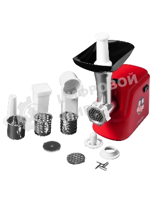 Мясорубка электрическая Starwind SMG3225 красный, 1500 Вт, 2.0 кг/мин, реверс, защита от перегрузки, насадки - 8