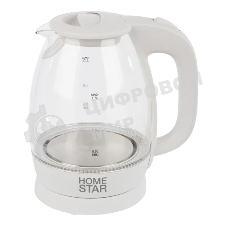 Чайник электрический Homestar HS-1012 1.7 л, стекло, белый (003566)