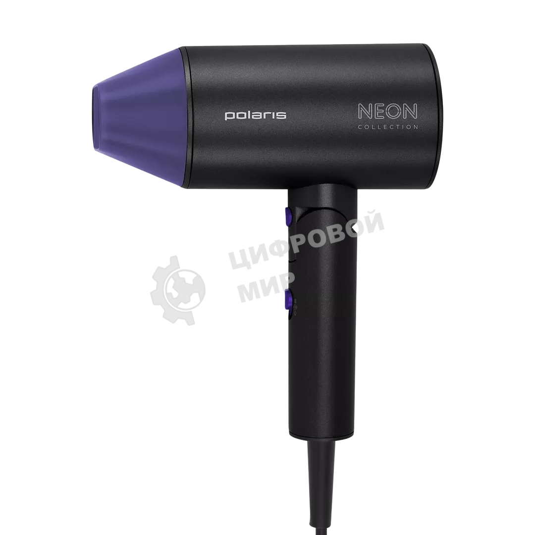 Фен Polaris PHD-2120 TI черный/фиолетовый, 2400 Вт, компактный, ионизация
