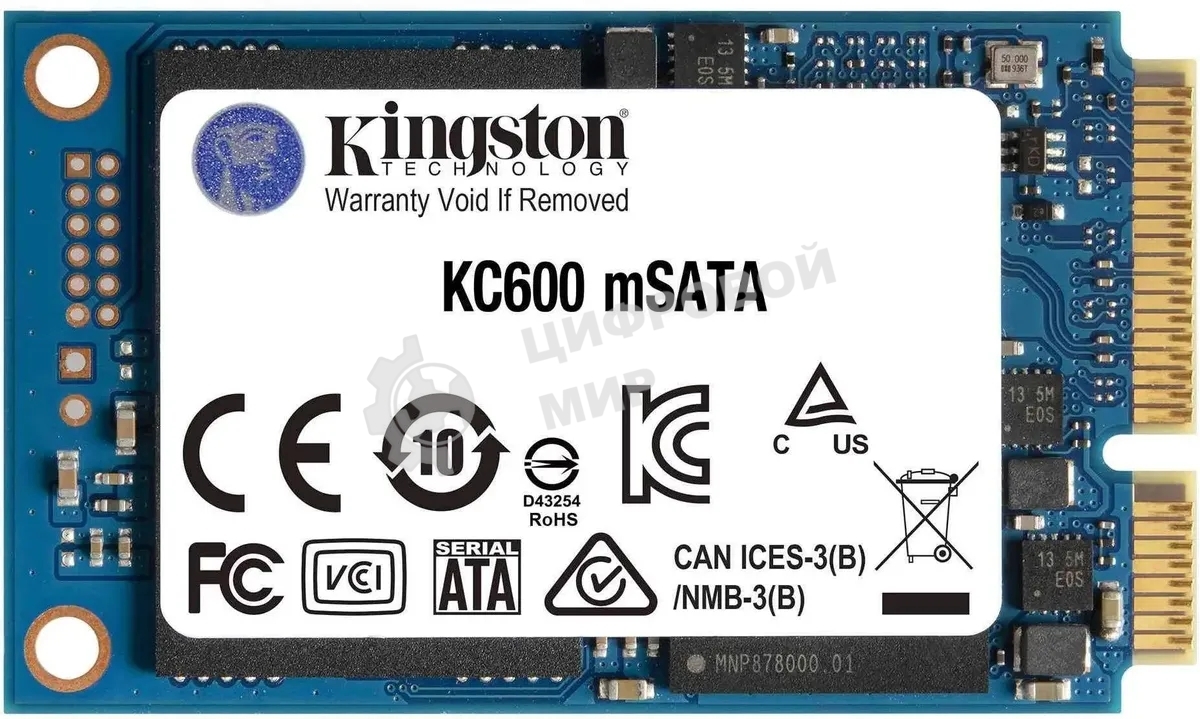 Накопитель SSD Kingston KC600, 256Gb, mSATA, R/W 550/500