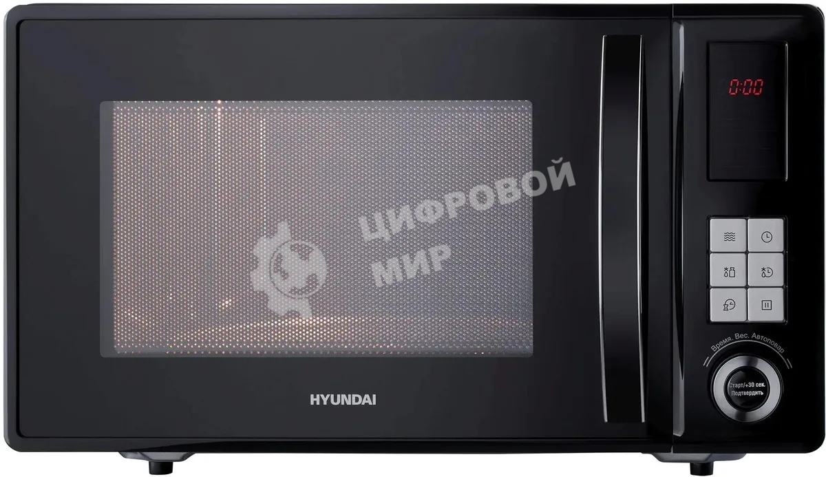 Микроволновая печь Hyundai HYM-D3010 черный, 23 л, 800 Вт, переключатели - кнопки, поворотный механизм