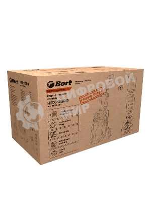 Мойка высокого давления Bort KEX-3000 91276308 3000 Вт, максимальное давление 160 бар, рабочее давление 130 бар, 7,5 л/мин, 7.3 кг, набор аксессуаров 3 шт