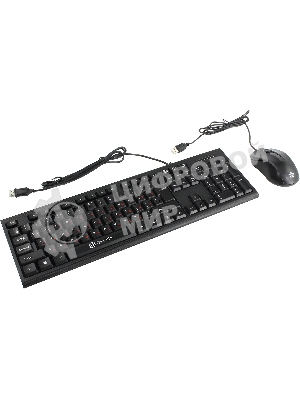 Комплект клавиатура+мышь Oklick 620M проводной, USB, 1200 DPI, чёрный