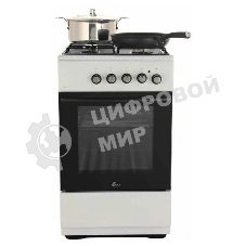 Плита комбинированная Flama L FK 1412 белый, конфорок 4 газовых, духовка 50 л, 50 см x 85 см x 60 см