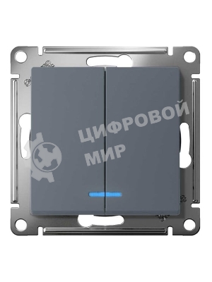 Механизм выключателя 2-кл. СП AtlasDesign 10А IP20 (сх. 5а) 10AX с подсветкой грифель