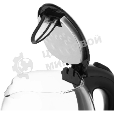 Чайник электрический Kitfort КТ-657, 1.7 л, 2200 Вт, (корпус: стекло), нержавеющая сталь/черный