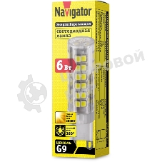 Лампа светодиодная Navigator NLL-P-G9-6-230-3K 6Вт капсульная 3000К теплый белый G9 480лм 230В