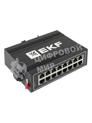 Коммутатор неуправляемый промышленный U-16T 16 портов 10/100Base-T(X) RJ45 монтаж на DIN-рейку TSX EKF TSX-U-16T