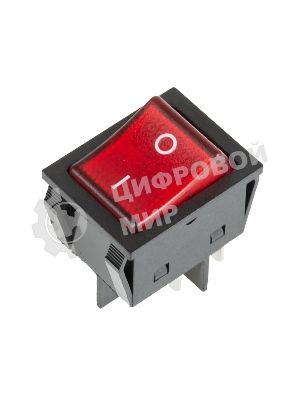 Выключатель клавишный Rexant 250V 25А (4с) ON-OFF красный с подсветкой