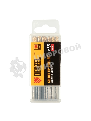 Сверло по металлу Denzel 5,5 мм, HSS-Tin, Golden Tip, 10 шт.