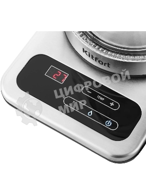 Чайник электрический Kitfort КТ-657, 1.7 л, 2200 Вт, (корпус: стекло), нержавеющая сталь/черный