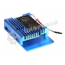 Корпус Qumo Aluminum case with double black fans, Raspberry Pi 4, blue(RS008)