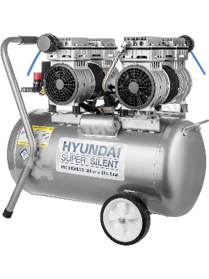 Компрессор поршневой Hyundai HYC 30250LMS безмасляный 300л/мин 50л 2000Вт серебристый/черный