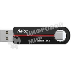 Флешка USB Netac US18 (NT03US18C-128G-32BK), 128Gb, USB 3.2/TypeC, R/W 200/100, черный/красный