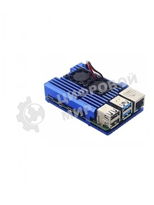 Корпус Qumo Aluminum case with double black fans, Raspberry Pi 4, blue(RS008)