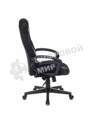 Кресло Бюрократ Zombie 9 черный/серый, экокожа, 120 кг, механизм качания