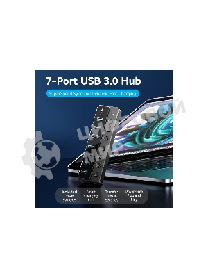 USB-концентратор Vention OTG USB 3.0 на 7 портов черный