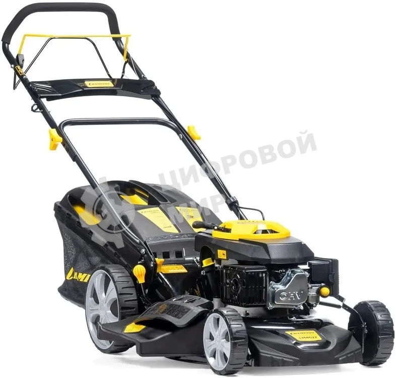 Газонокосилка Champion LM4627 (2,6кВт привод травосб.60л. шир.460мм 25-75мм 31,6кг 3в1)(Газонокосилка самоходная, Объем двигателя 139 см3, вес без травосборника 31,6 кг, Объем топливного бака 1,0 л, Мощность 2,6/3,5 кВт/л.с., объем травосборника 60 л, ширина среза 460 мм, высота среза 25-70 мм.)