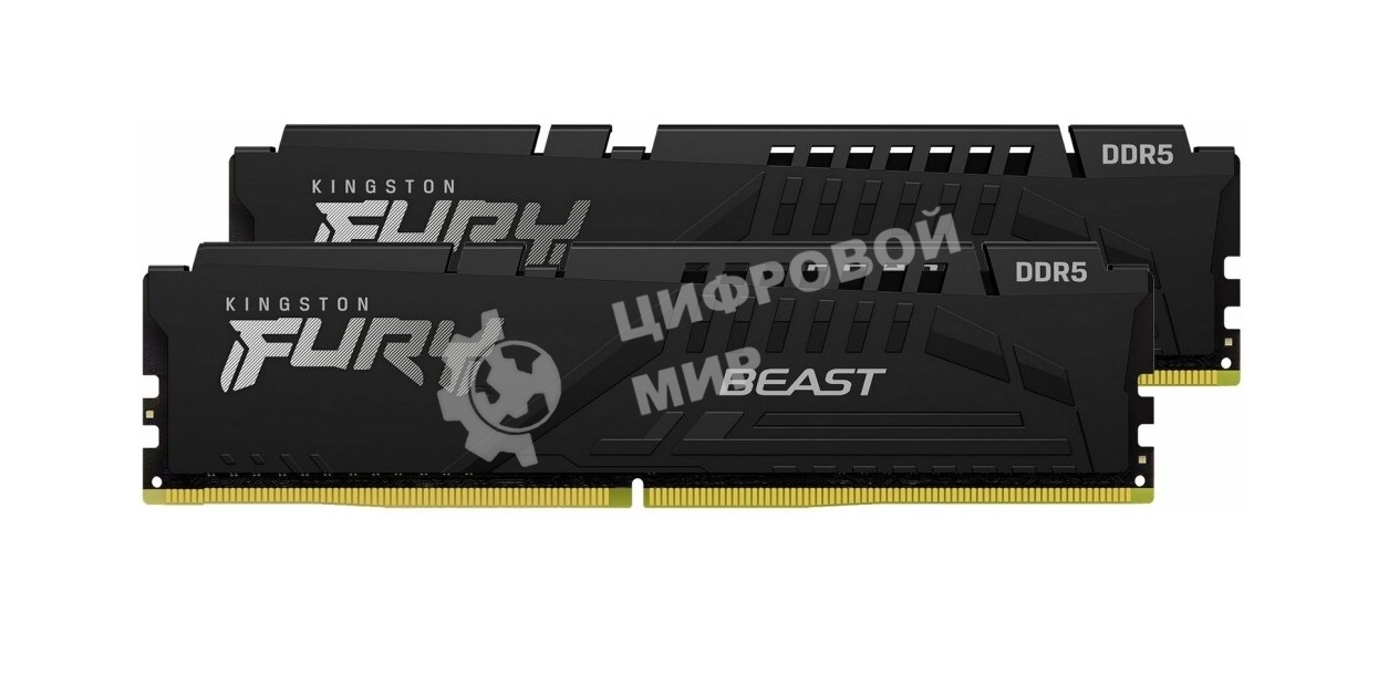 Оперативная память Kingston Fury Beast, DDR5, 16GB (2x8GB), 6000MHz, CL36, DIMM, с радиаторами, RGB, черный