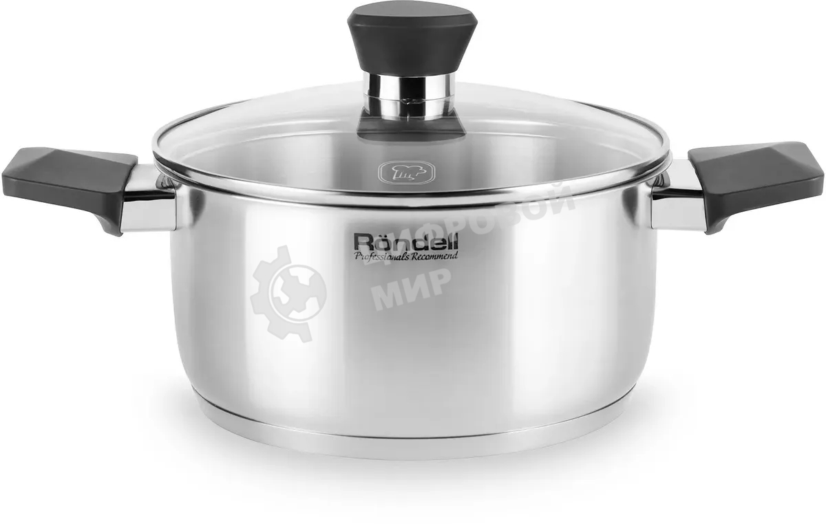 Кастрюля с/кр 20 см (2,8 л) серые ручки Rondell 714-RDS Strike