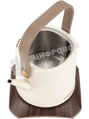 Чайник электрический Hyundai HYK-S2043 0,6 л, 1000 Вт, кремовый/коричневый