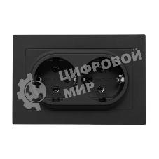 Розетка 2-м EKF UP1-SOB-210 СП Эпика 16А с заземл. без защ. шторок с рамкой механизм черный