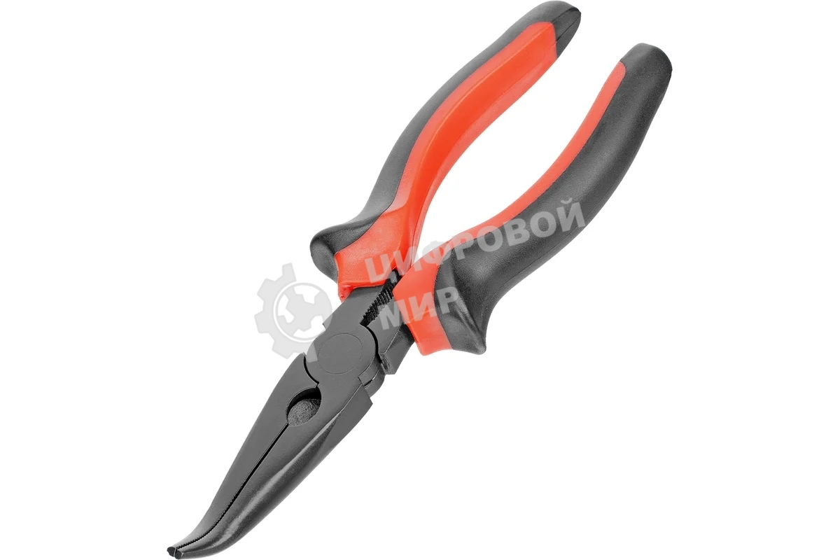 Длинногубцы Matrix black nickel 180 мм, изогнутые, двухкомпонентные рукоятки