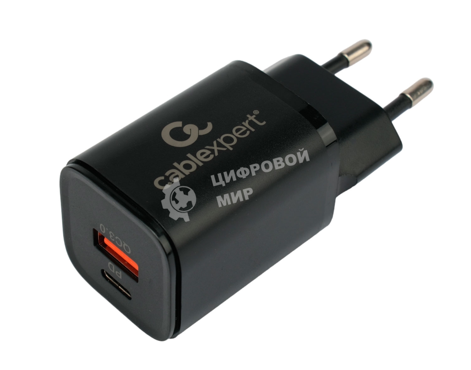 Сетевое зарядное устройство Cablexpert MP3A-PC-43, 30Вт, 3А, быстрая зарядка QC3.0/PD, 2 порта: USB и Type-C, черный, пакет