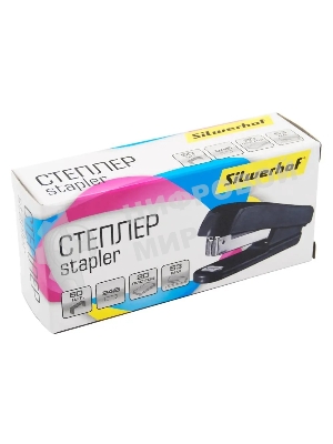 Степлер Silwerhof 401077-01 24/6 (20 листов) черный, 50 скоб, пластик закрытый, коробка