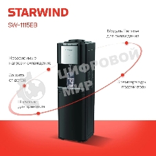 Кулер Starwind SW-1115EB напольный, электронный, черный