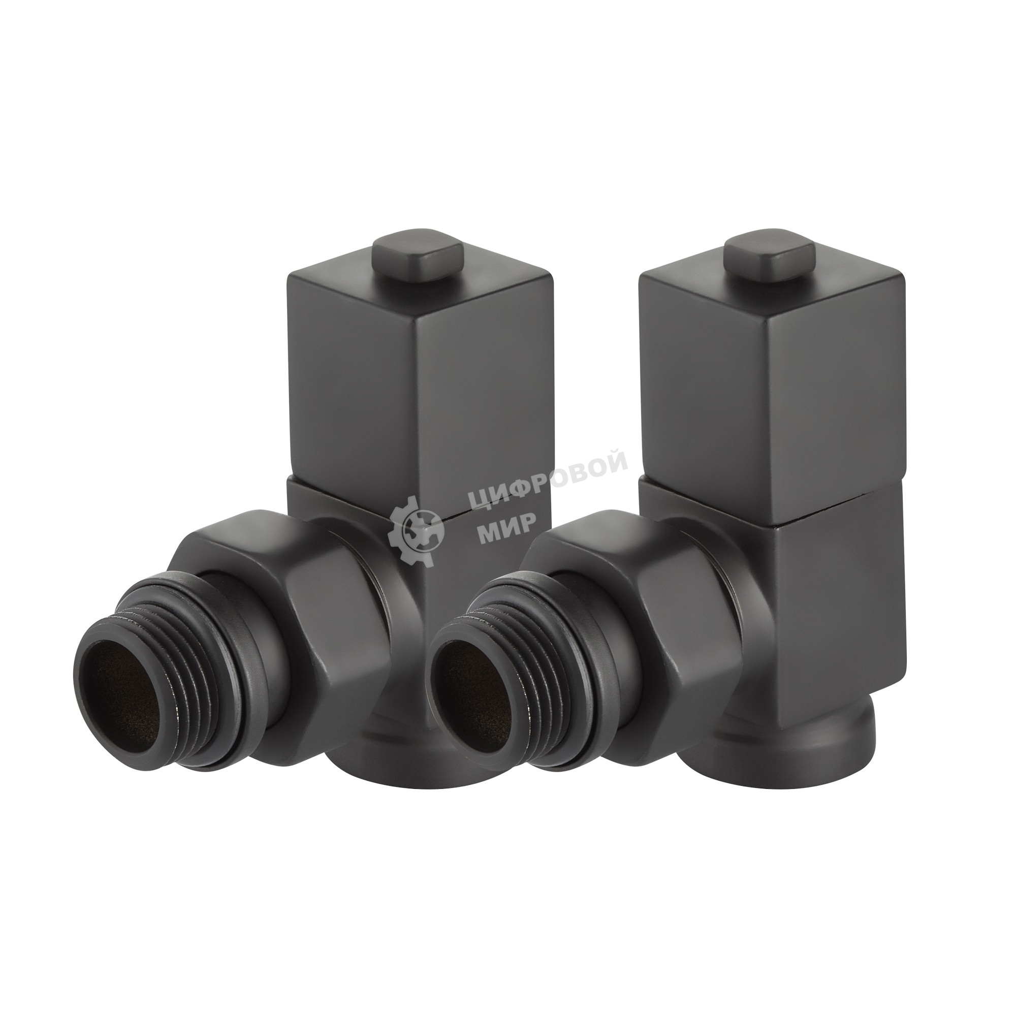 Набор дизайн-вентилей CUBE, угловой черный 1/2