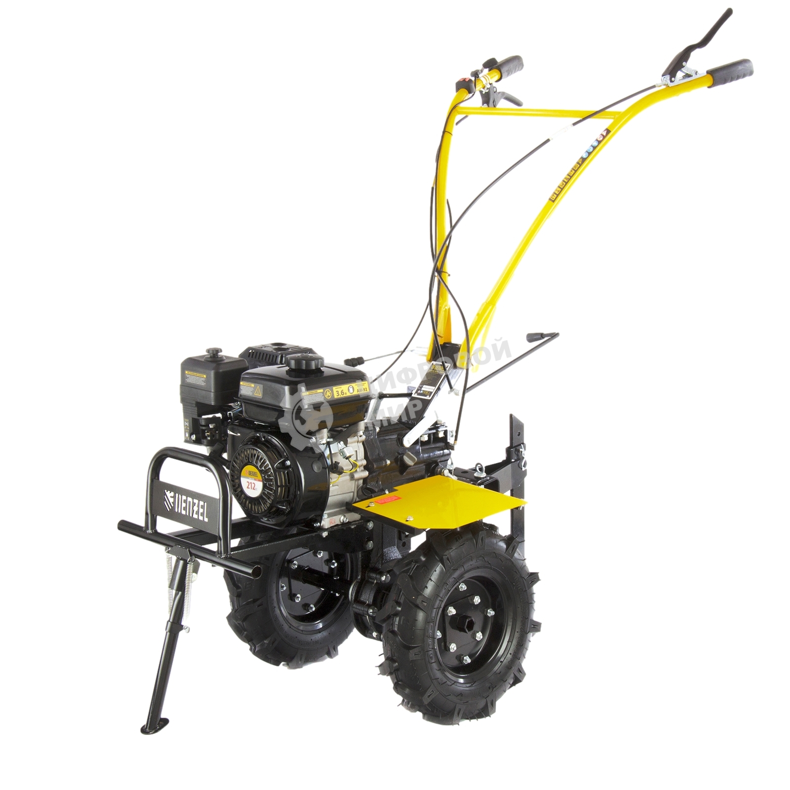 Мотоблок Denzel DPT-270X, 7 л.с., диск.сцеп, шир 90 см, глуб 35 см, фрез 3х4, ВОМ, передачи 2В/1Н