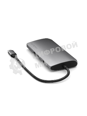USB-концентратор Satechi USB-C Multiport Adapter 8K With Ethernet V3 (5xUSB Type-C, HDMI, RJ-45, SD), Серый космос Док-станция ST-P8KEM