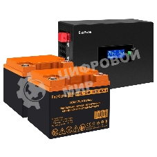 Комплект Источник бесперебойного питания EX295994RUS + батарея 45Aч EX285666RUS 2шт (инвертор, синус, для котла, PF=1, настенный) ExeGate IdealSine SR-1500.LCD.2SH <1500VA/1500W, чистая синусоида, цветной LCD-дисплей, 2*Schuko, крепление настенное, черный> + батарея ExeGate HRL 12-45 (12В, 45Ач) 2шт