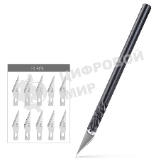 Резак-скальпель Deli 2102 10 сменных лезвия сталь пластиковая коробка