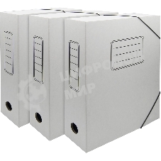 Папка архивная на резинке Silwerhof 1914776 микрогофрокартон корешок 75мм, белый (упаковка: 3шт)