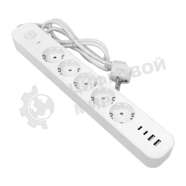 Удлинитель 5х5 м IP20 2USB 2.4А+2type-C LUX 1.5 кв.мм EKF UBA-LUX-505-TC