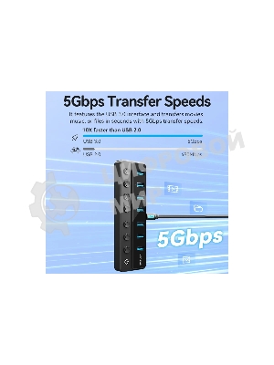 USB-концентратор Vention OTG USB 3.0 на 7 портов черный