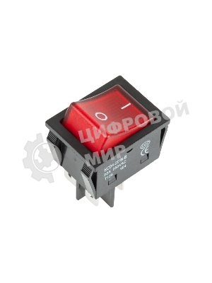 Выключатель клавишный Rexant 250V 30А (4с) ON-OFF красный с подсветкой