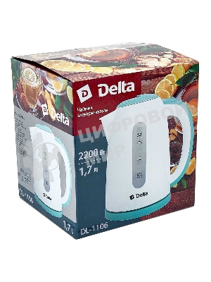 Чайник электрический DELTA DL-1106 белый с мятным